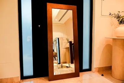 Large Full-Length Floor Mirror | Thick Wood Frame Leaning Dressing Mirror