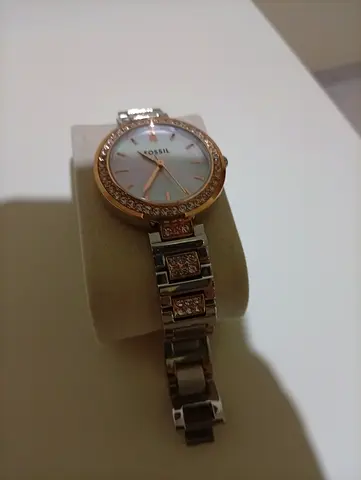 Fossil ladies stainless steel watch with crystal accents