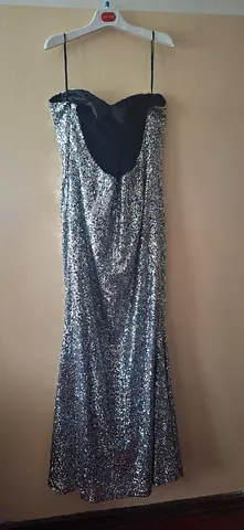 Silver Sequin Slip Dress