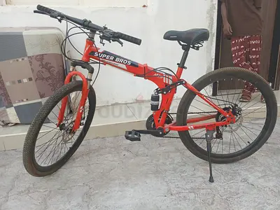 Red Super Bros Foldable Mountain Bike - Good Working Condition