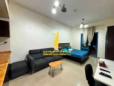 Luxury second occupied studio with separate kitchen and open balcony, fully furnished ✨ Ajman Al Nuaimiya C Tower. For monthly rent.