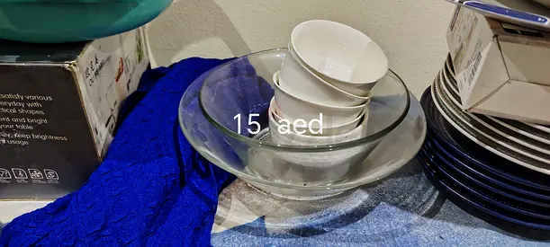 Set of glass bowls and serving dishes - used, good condition