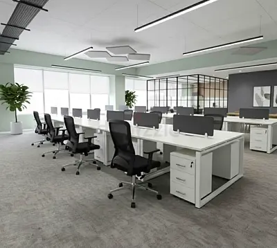 2 Person Office Workstation Desk – Office Desk with Pedestal Drawers