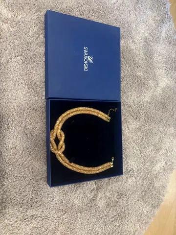 Swarovski Gold Crystal Knot Statement Necklace in Original Box
