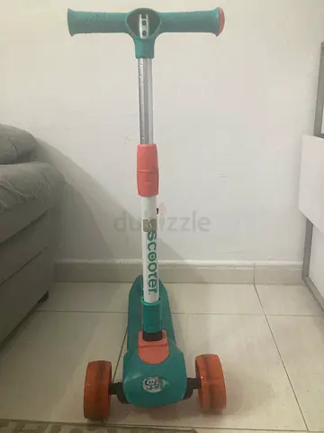 Kids three-wheel scooter - adjustable handle, teal/orange