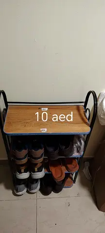 Compact 3-Tier Shoe Rack with Wooden Top - Black Metal Frame