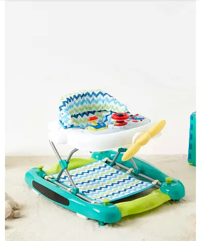 Baby Walker with Activity Tray and Paddle Toy - Blue/Green