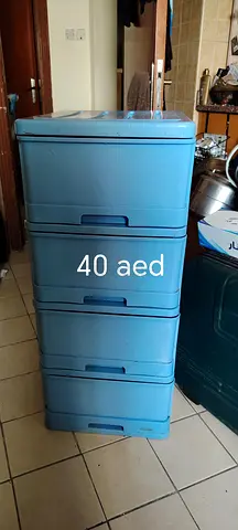 Stackable Plastic Storage Drawers - 4 Tier (Blue) - 40 AED