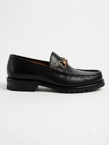 Gucci Horsebit Loafers with Lug Sole - Black Leather - Size 11