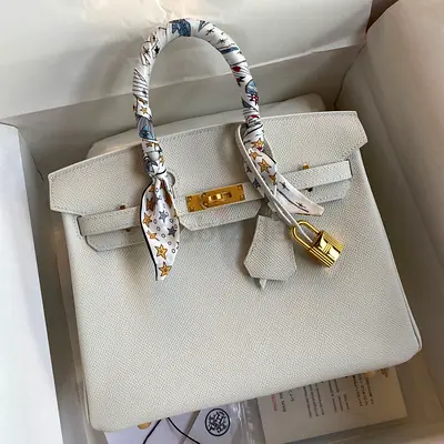 Hermes Birkin 25 Retourne In White Epsom Calfskin