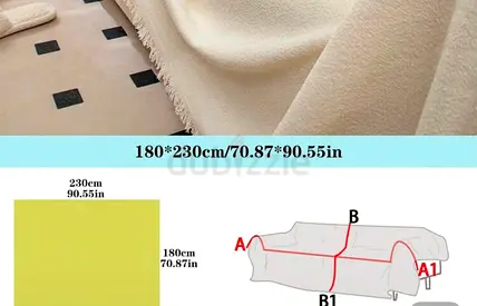 Beige Sofa Cover / Couch Protector 180x230 cm - Fringed Throw