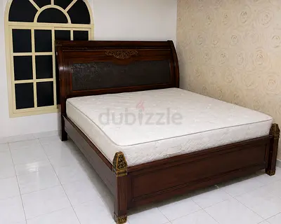 Solid Wood King Bed Frame with Mattress - Classic Design