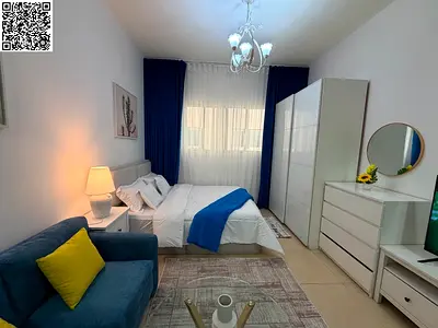 Furnished studio for first-time tenant | Includes electricity, water, internet, and parking | Opposite Ajman City Center