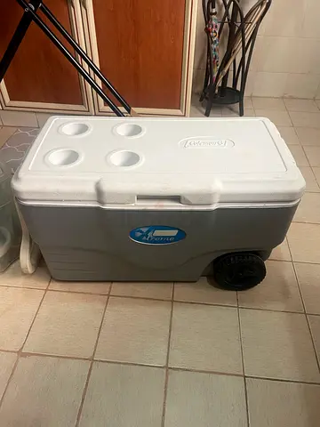 Large Wheeled Coleman Ice Cooler - Portable Rolling Cooler