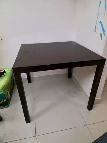 Solid dark wood square side table - sturdy and simple