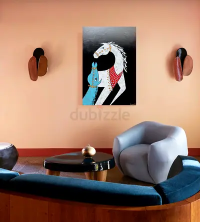 Hand-painted Modern Horse Artwork on Canvas