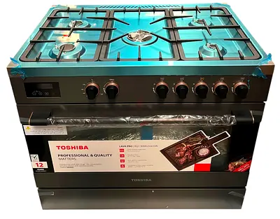 Toshiba Cooking Range 90x60 With Screen 5 Burner Cooker Stove Brand New Black