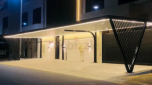 Modern Metal Car Parking Canopy with Integrated LED Lighting