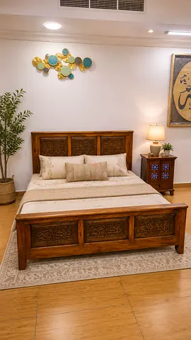 Handcrafted Solid Wood King Size Bed Set