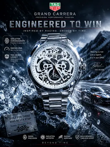 Tag Heuer Grand Carrera Skeleton Chronograph Stainless Steel Watch (advert image)