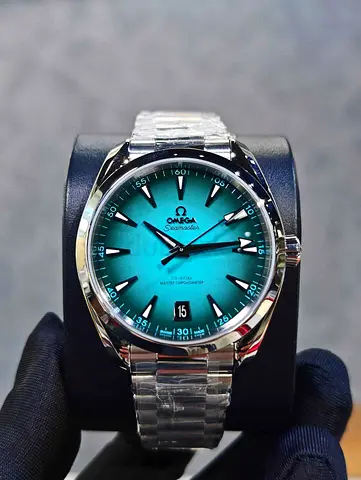 Omega Seamaster Aqua Terra mens watch, stainless steel, teal dial