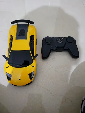 Yellow remote control sports car - working RC toy (batteries needed)