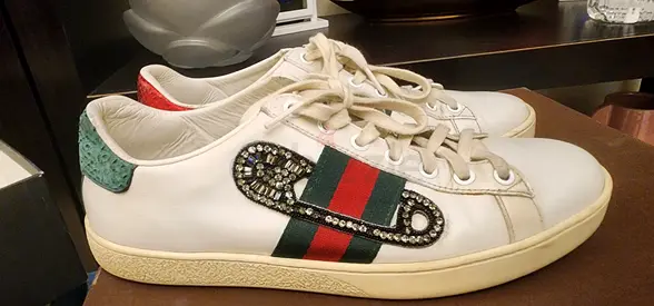 Authentic Gucci Ace safety pin sneakers