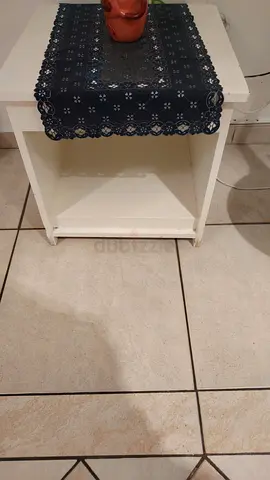 White Nightstand with Open Storage Shelf