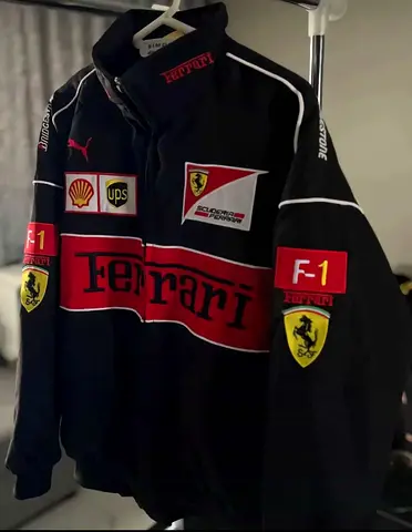 Ferrari branded black red racing jacket - unisex