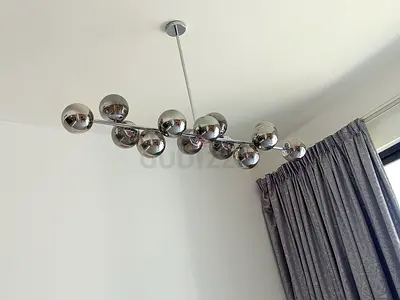 Set of 3 modern ceiling light fixtures — chrome bubble, black industrial and white dome
