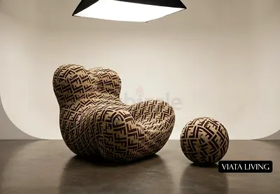 Designer Lounge Chair with Matching Ottoman - Modern Statement Piece