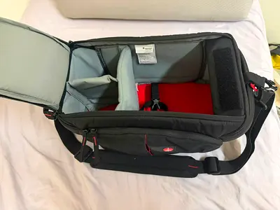 Used padded camera shoulder bag with adjustable dividers