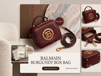 Balmain Burgundy Box Bag - New/Unused