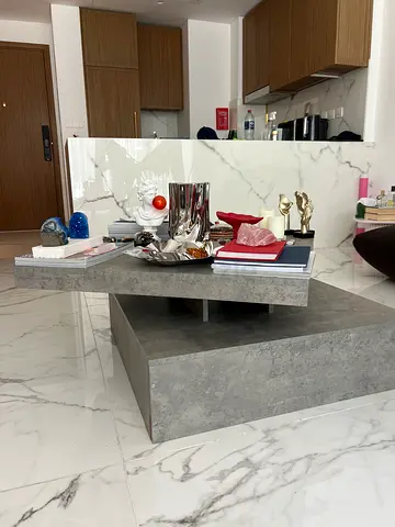 Modern Modular Concrete-Style Coffee Table (Rectangular, Two-Tier)