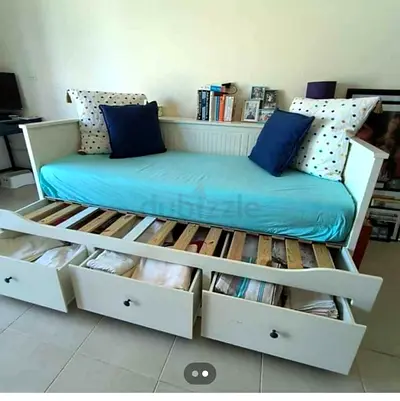 Ikea day bed with matters 3 storage