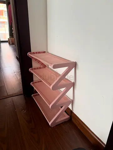 Foldable 4-Tier Compact Shoe Rack (Pink)