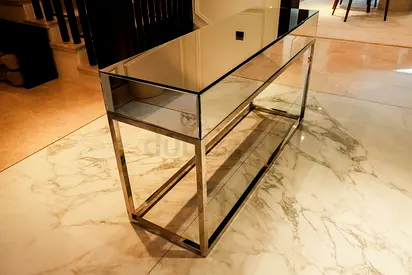 Modern Mirrored Console Table | Stainless Steel Entryway / Hallway Table