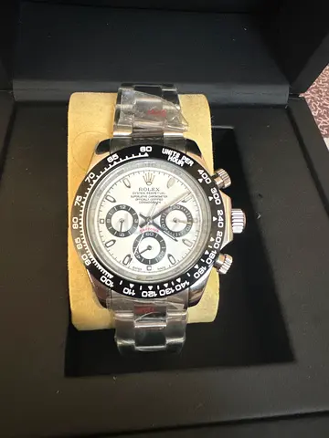 Rolex Daytona-style Chronograph Stainless Steel Watch (White Dial)