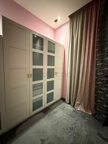 White freestanding wardrobe with glass panels - good condition