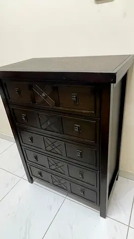 Dark Wood 5-Drawer Chest / Dresser - Compact Storage