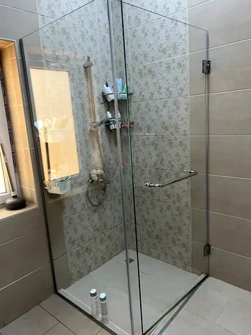 Glass Shower Enclosure with Door and Fixtures - Good Condition