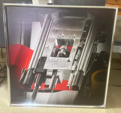 Framed Industrial Machinery Photo Print - Modern Metal Artwork 80x80 cm