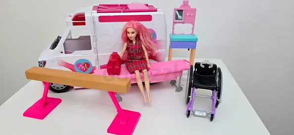 Barbie-style Ambulance Playset with Doll, Wheelchair and Accessories
