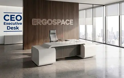 White Luxury Design L Shape CEO Executive Desk With Double Side Cabinet