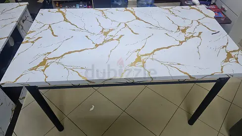 Used Dining Table with Metal Frame - 6 Seater