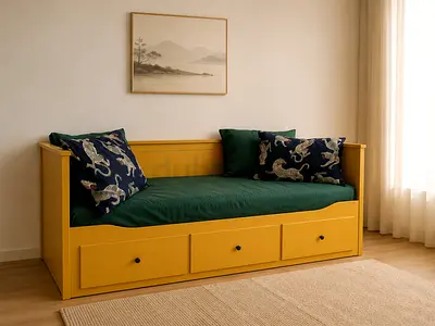 Yellow Daybed with 3 Storage Drawers
