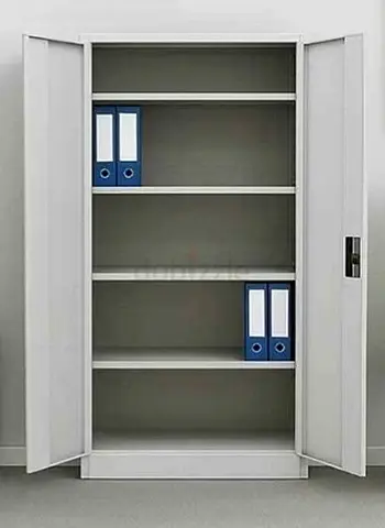 Used Metal Office Storage Cabinet with Shelves and Lockable Doors