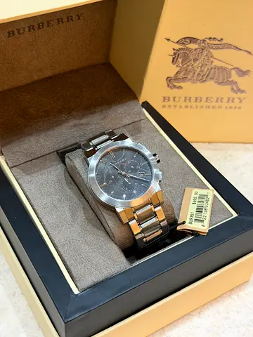 Burberry Mens Stainless Steel Chronograph Watch - With Box