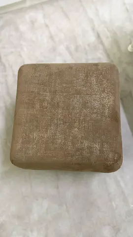 Square Brown Velvet Ottoman Pouf - Compact Footstool