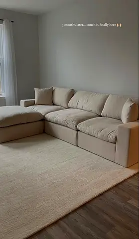 Beige L-shaped Modular Sofa with Chaise - Comfortable 3-Seater